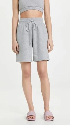 Outlet ???? Alo Yoga High Waist Easy Sweat Shorts Athletic Heather Grey ⭐