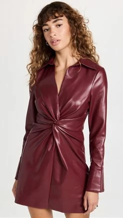 Best Pirce ???? Cinq à Sept Faux Leather Mckenna ???? Dress Oxblood ????