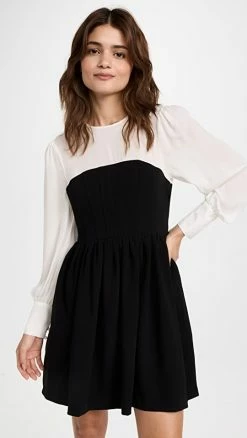 Best Pirce ???? Cinq à Sept Annika ???? Dress Black/Ivory ????