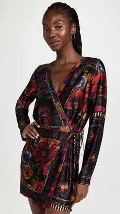 Outlet ???? FARM Rio Mixed Scarves Black Mini ???? Dress ????