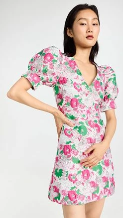 Jonathan Simkhai shop 50 Flash Sale ???? GANNI 3D Jacquard Button Down Mini ???? Dress Sugar Plum ????