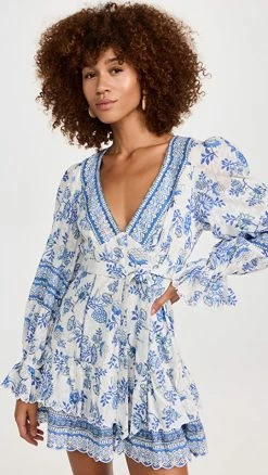 Coupon ???? Hemant And Nandita Short ???? Dress With Tie Up Belt Cobalt/White ????