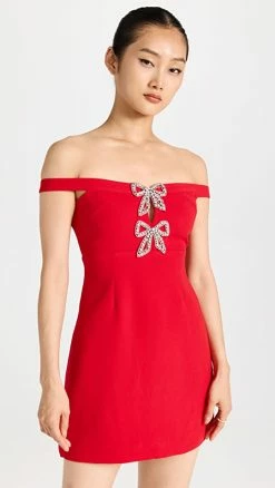 Best Sale ???? Self Portrait Crepe Bow Mini ???? Dress Red ????