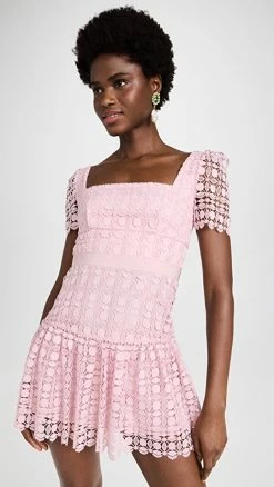 New ⌛ Self Portrait Pink Petal Lace Mini ???? Dress ????