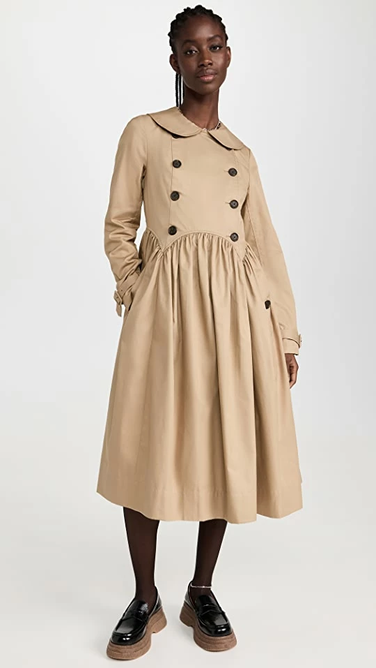 New ???? Sandy Liang Clunie Trench ???? Coat Beige ???? 1 New ???? Sandy Liang Clunie Trench ???? Coat Beige ????