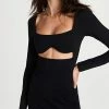 Promo ???? Susana Monaco Reverse Sweetheart Long Sleeve ???? Dress Black ????
