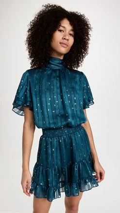 Jonathan Simkhai shop 36 Best Pirce ✨ MISA Saffie ???? Dress Holiday Teal ????