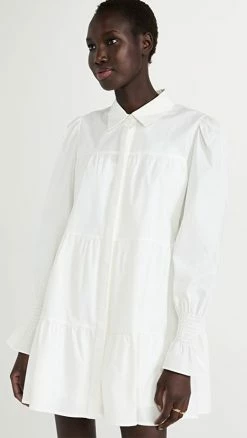 Best deal ???? WAYF Canossa Tiered ???? Shirt ???? Dress Ivory ????