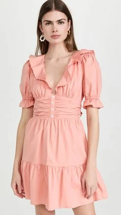 Best reviews of ⌛ WAYF Ruffle Neck Tiered Mini ???? Dress Peach ✔️